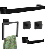 A 5-Piece Set Of Matte Black Bathroom Accessories, Including A Black Tow... - $56.12 CAD