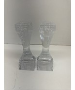 1980s Mikasa Crystal City Of Lights Candle Holders Set Of 2 - $15.11