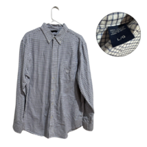 Chaps Men’s Large White Navy Grid Button-Down Shirt - $13.86