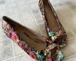 DEXFLEX COMFORT SHOES FLORAL SATIN CORK Wedge HEELS PEEP TOE SIZE 11 - $24.92