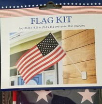 American USA Flag Kits 30”X16” on 30” Poles w Wall Brackets  1/Pk - £3.20 GBP