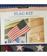 American USA Flag Kits 30”X16” on 30” Poles w Wall Brackets  1/Pk - £3.15 GBP