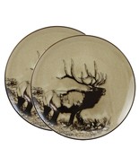 Animal Wildlife Forest Bull Elk Deer Abstract Large Round Dinner Plates ... - $44.92 CAD