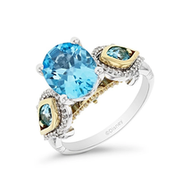 Enchanted Disney Swiss Blue Topaz &amp; Diamond Engagement Two-Tone Silver Ring - $128.99