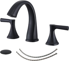 Vapsint 3 Hole Widespread Bathroom Faucet Black,2 Handle Matte Black Bat... - £54.18 GBP