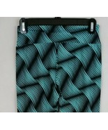New LuLaRoe One Size Leggings Black With Blue Wavy Design - $21.69 CAD