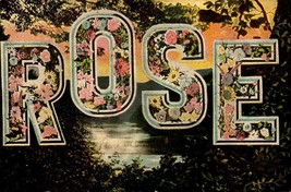 Vintage POSTCARD-LARGE Letter Name For Rose, Flowers In Letters, Lake Scene BK68 - £4.69 GBP