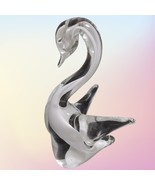 Vintage Murano Glass Hand Blown Bird Swan Duck White and Clear Excellent - $27.69