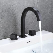 2-Handle 8 Inch Matte Black Widespread Bathroom Faucet 3 Hole Bathroom Sink - £33.80 GBP