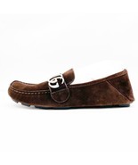 Gucci Men&#39;s Noel Drivers Queen Cocoa Brown Suede loafers 473768 - £338.55 GBP