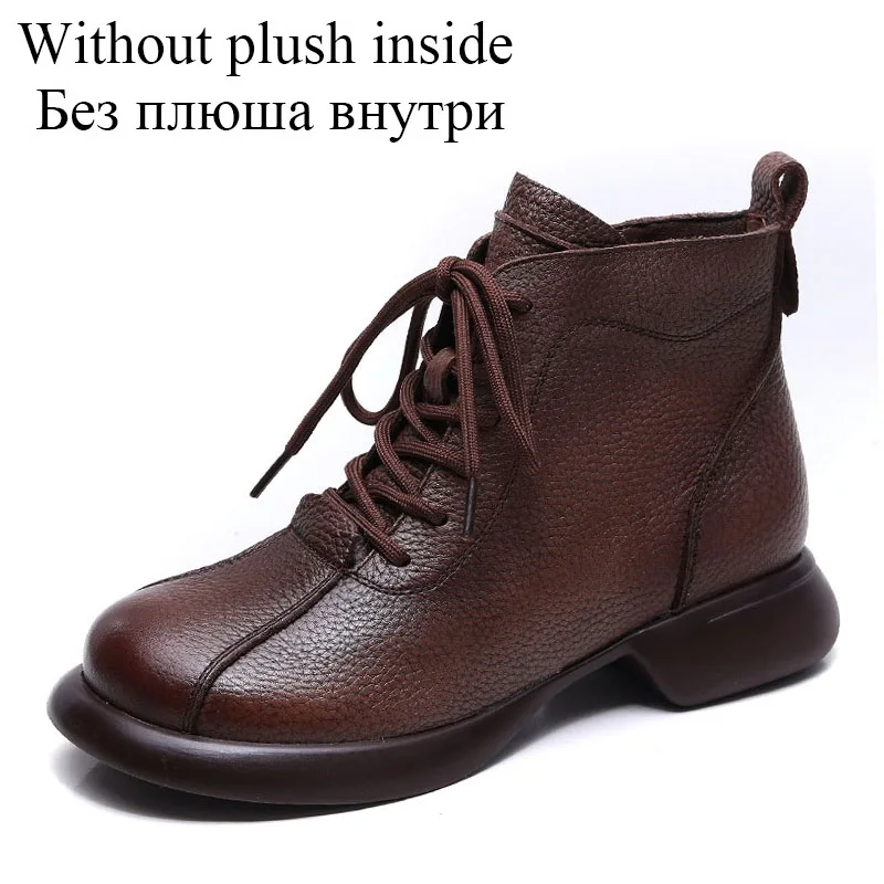 Fashion Autumn Winter Warm Boots Women Soft Genuine Leather Flat Heel Ankle Boot - £76.84 GBP