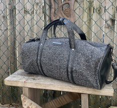 Vintage Sergio Valente Tweed Duffle Bag Black White Gray Duffle Peppered Tweed  - £37.17 GBP