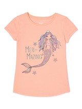 Wonder Nation Girls Graphic T Shirt XXL (18) Mer-Mazing Orange Short Sleeve NEW - £7.80 GBP