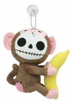 Ebros Small Furry Bones Skeleton Baby Monkey W/ Banana Plush Toy Doll Fu... - $18.99