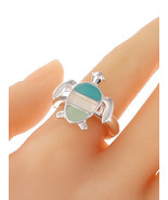 Sea turtle sea glass stretch  ring - $256.97 MXN