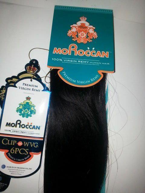 100% morrocan virgin remy human Hair clip-on weave 6 pcs ; miracle yaky; straigh - $89.99