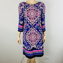 Jessica Howard  Colorful Geometric Bohemian Opposing Stripes Women&#39;s Dress 10 - £30.21 GBP