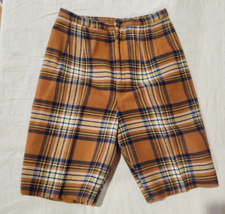 Vintage Russ Corner Tartan Shorts 60s 70s Retro High Waist Orange Yellow... - $26.93