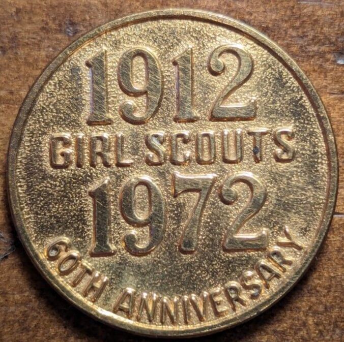 1912-1972 Girl Scouts 60th Anniversary GS Golden Brass Coin Medal Token - $8.59