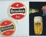 Heineken Beer Booklet Round Postcard Folder and Coaster 1963 - $17.82