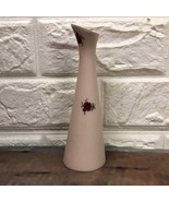 Hand painted pink pottery 6.5” bud vase with red roses signed initials M.L. - $716.26 MXN