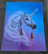 Sue Dawe Unicorn Print Fantasy 16x20 Vintage 80s Crystal Horn Kitsch Hor... - $891.24 MXN