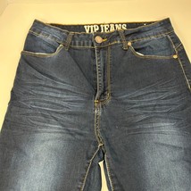 VIP Jeans Women&#39;s Dark Blue Stretch Tapered Leg Size 11/12 Zipper 4 Pockets - $264.72 MXN
