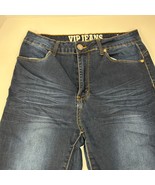 VIP Jeans Women&#39;s Dark Blue Stretch Tapered Leg Size 11/12 Zipper 4 Pockets - $14.13