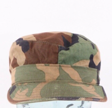 Vintage 80s Military Combat Woodland Camouflage Cap Hat Size 7 Ear Flaps - £23.22 GBP