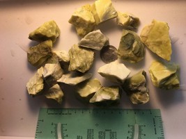 1lb+ Natural Yellow Serpentine rough stones - £7.21 GBP