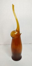 Hand Blown Brown Bottle Decorative Art Glass Elephant Novelty 12&quot; High - $46.74