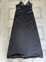 Vintage Glencraft Lingerie Sz Small Black Long Slip Nightgown Lace  Union Made - £37.96 GBP
