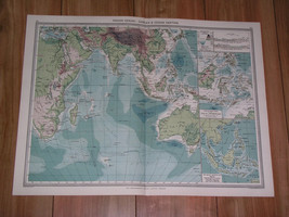 1908 Antique Map Of Indian Oc EAN Africa Asia India Indonesia Australia - £23.48 GBP