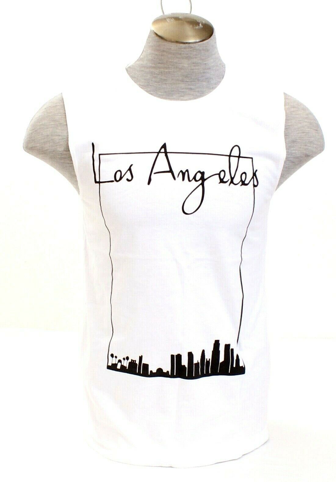 Artist Union Clothing Slim Fit White Los Angeles Sleeveless Shirt Men&#39;s NEW - $22.49