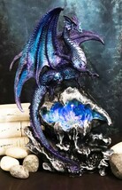 Ebros Aqua Dragon Fossil Cave Crystal Guardian LED Night Light Figurine ... - $69.99