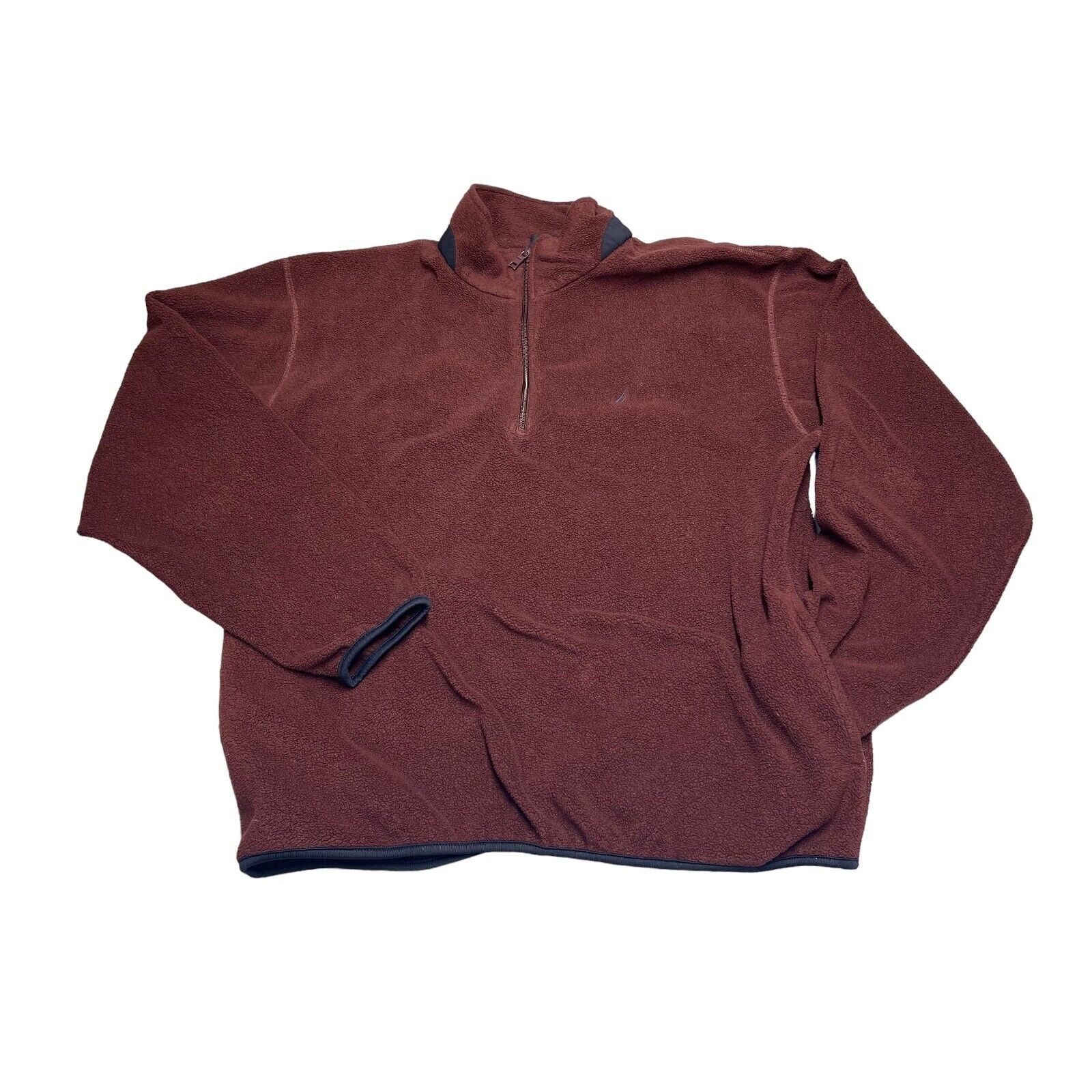Primary image for Nautica Sweater Fleece Mens XL Red Burgundy Long Sleeve 1/4 Zip Pullover