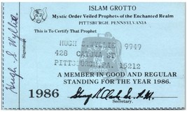 Vintage Masonic Membership Card Pittsburgh 1986 - $29.65