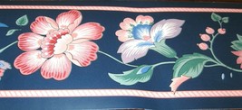 Wallpaper Border Blue Green Flower Floral Navy Pink Rope Trim 5&quot; 554032 NIP - £11.13 GBP