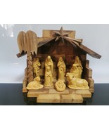 Unique Hand Carved Nativity Set With Natural Cave from Bethlehem The Hol... - $128.42 CAD