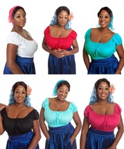 Colorful Cotton Off The Shoulder Peasant Blouse - 50s Retro - 1X to 3X - Hey Viv - £22.37 GBP