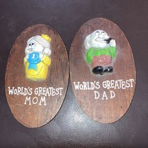 Two Small wooden Plaques World Greatest Dad And Mom - £5.34 GBP