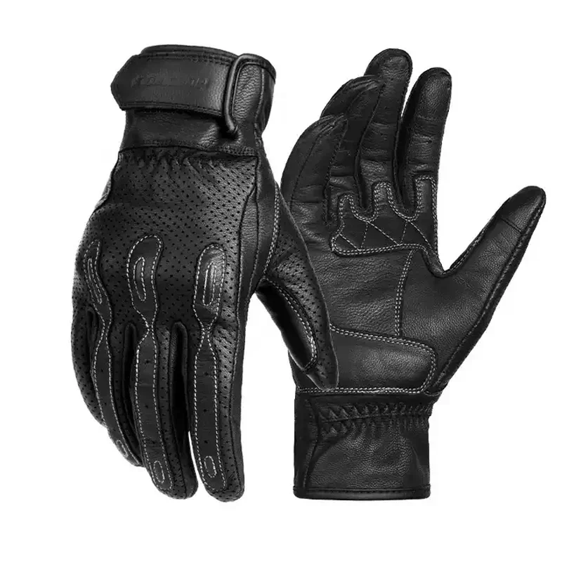 Motorcycle Gloves Retro Leather Men&#39;s Summer Breathable Women&#39;s Motocross Gloves - £38.10 GBP