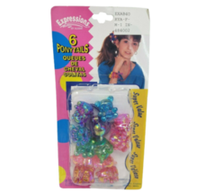 6 VINTAGE 1997 EXPRESSIONS COLORFUL PLASTIC PONYTAILS PONYTAIL HAIR TEDD... - $14.25