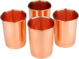 Set of 4 Pure Copper Plain Drinking Copper Glass - £21.84 GBP