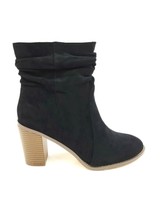 Misbehave Utah-1 Heeled Ankle Scrunch Boots Black Faux Suede Size 8.5 - $27.97