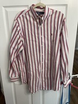 Ralph Lauren Mens Shirt 16.5-34 White Striped Red Blue Pony Polo Long Sl... - £14.19 GBP