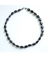 NEW Polished Black Onyx Gemstone Necklace Chunky Beads Healing Stones - $20.69 CAD