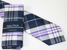 Men's  Nautica Tie and Hankie Set Woven Silky Feel #Nautica-2 Lavender image 2