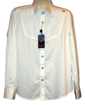 Mondo White Lace Jabot Cotton Fancywork Men&#39;s Slim Fit Dress Shirt Size 2XL - £88.49 GBP