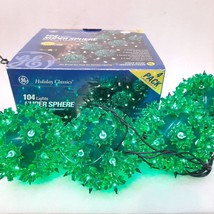 GE Holiday Classics Super Sphere 4" Balls GREEN 104 Lights Starburst Christmas - £39.16 GBP